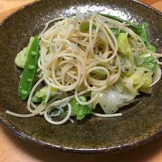 春野菜とちりめんのパスタ